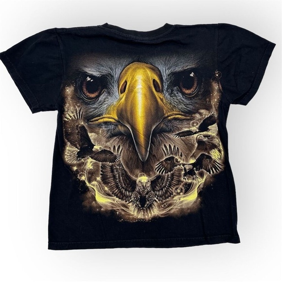 Vintage Liquid Blue Eagle T-Shirt Black Graphic Print - Picture 5 of 5